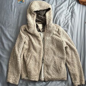 Sherpa Zip up jacket - tan and grey